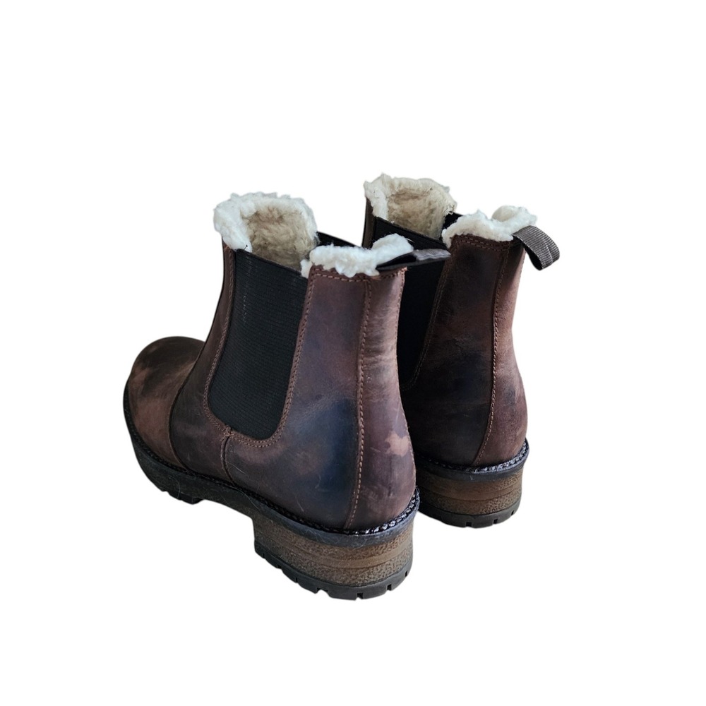 Alpine Design Chelsea Boots Women Size 8 Brown Leather Faux Fur Lined - Picture 4 of 9
